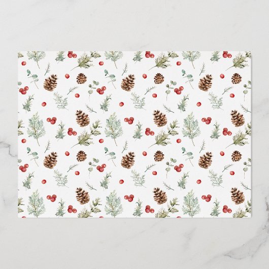 メリー&結婚したWinter Pine Berryの結婚写真 箔シーズンカード (裏面)