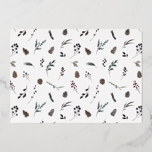 メリー&結婚したWinter Pineconeの結婚写真 箔シーズンカード (裏面)