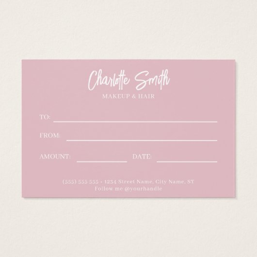 メリー&美しい赤面ピンクのギフト証明書 (裏面)