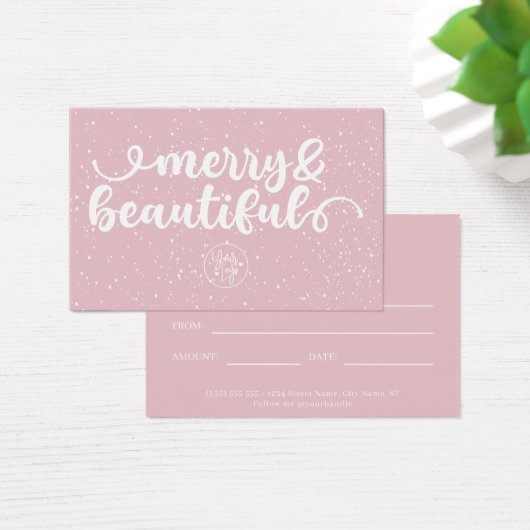 メリー&美しい赤面ピンクのギフト証明書 (デスク)