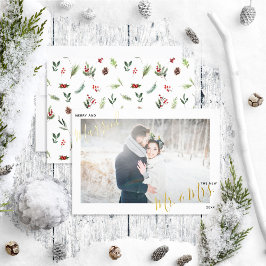 メリー&赤結婚した冬の結婚式の写真 箔シーズンカード