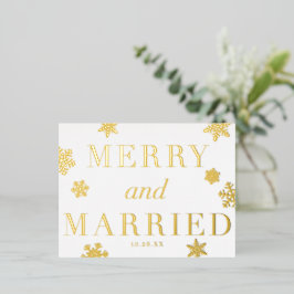 メリー&雪結婚した片ホリデイFOILはがき 箔シーズンポストカード