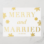 メリー&雪結婚した片ホリデイFOILはがき 箔シーズンポストカード (正面)