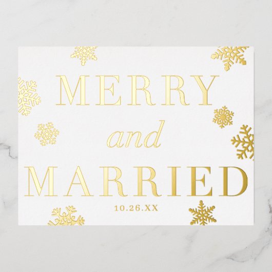 メリー&雪結婚した片ホリデイFOILはがき 箔シーズンポストカード (正面)