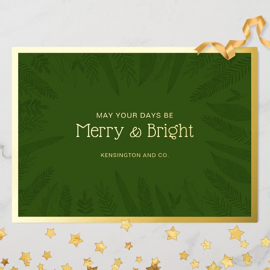 メリー&鮮やかなクリスマスの緑企業の 箔シーズンカード