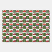 メリー&鮮やかなクリスマススノーフレーク写真グリーン ラッピングペーパーシート (正面3)