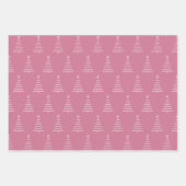 メリー&鮮やかなピンクの緑の金ゴールド雪と木 ラッピングペーパーシート (正面3)