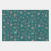 メリー&鮮やかなピンクの緑の金ゴールド雪と木 ラッピングペーパーシート (正面3)