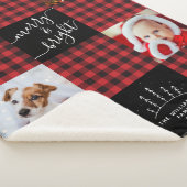 メリー&鮮やかな赤いバッファローのプレイドクリスマスフォト シェルパブランケット (3/4)