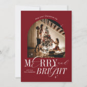 メリー&鮮やかな赤のスクリプエレガントトのクリスマスフォト シーズンカード (正面)