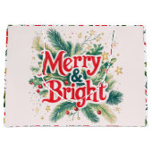 メリー&鮮やかな赤の白のクリスマス ラージペーパーバッグ (正面)