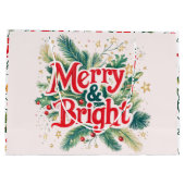 メリー&鮮やかな赤の白のクリスマス ラージペーパーバッグ (裏面)