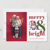 メリー&鮮やかな赤の緑のクリスマスフォト シーズンカード (正面)