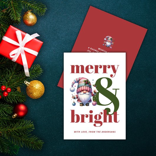 メリー&鮮やかな赤の緑の格言非フォトクリスマス シーズンカード