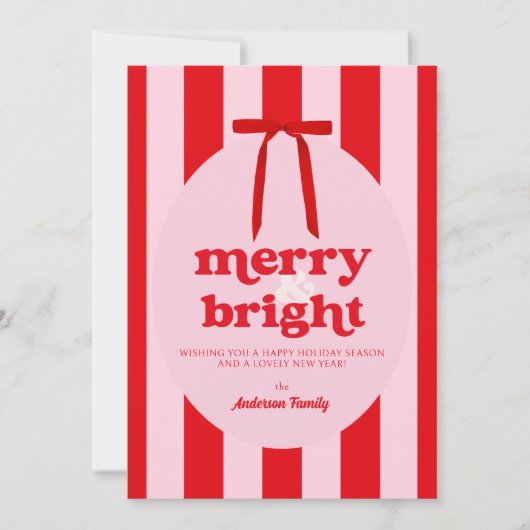 メリー&鮮やかな赤ピンクストライプ色 シーズンカード (正面)