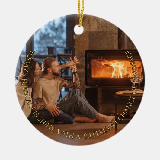 メリー & 2婚約した写真婚約発表 セラミックオーナメント (正面)