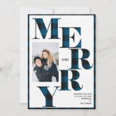 メリー | Blue Buffalo Plaid Vertical Photo Holiday 招待状 (正面)