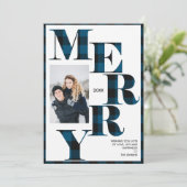 メリー | Blue Buffalo Plaid Vertical Photo Holiday 招待状 (スタンド正面)