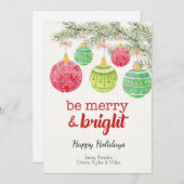 メリー & Brightクリスマスオーナメントフラットカード シーズンカード (正面/裏面)