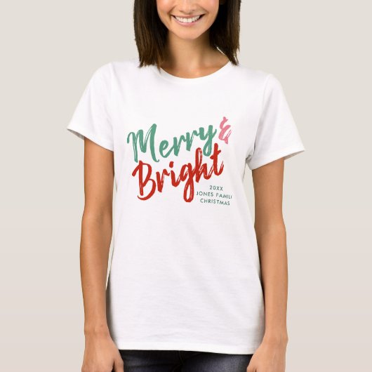 メリー&Brightスクリプ絵を描トデザイン Tシャツ (正面)