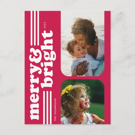 メリー & Brightレトロマゼンタフォトポストカード シーズンポストカード (正面)