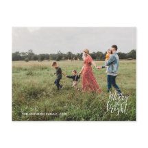 メリー&Bright Christmasタイポグラフィフォトポストカード