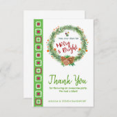 メリー&Bright Christmasリース サンキューカード (正面/裏面)