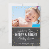 メリー&Bright Christmas金ゴールド紙吹雪写真 シーズンカード (正面)