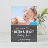 メリー&Bright Christmas金ゴールド紙吹雪写真 シーズンカード (スタンド正面)