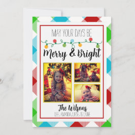 メリー& Bright Christmas Light Photo Christmas Card 案内状