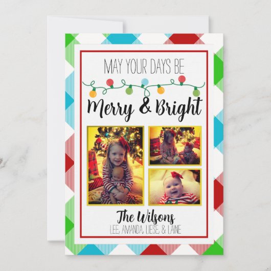 メリー& Bright Christmas Light Photo Christmas Card 案内状 (正面)