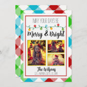 メリー& Bright Christmas Light Photo Christmas Card 案内状 (正面/裏面)