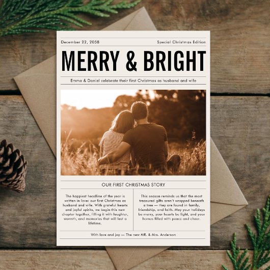 メリー&Bright Christmas Newlywed写真 シーズンカード