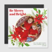 メリー&Bright Christmas Poinsettia Photo Magnet (正面/裏面)