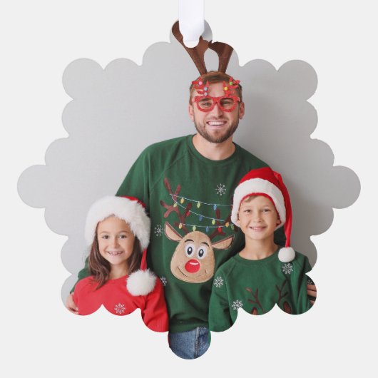 メリー&Bright Christmas Seaterファミリーフォト オーナメントカード (裏面)