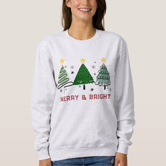 メリー&Bright Christmas Tree Sweatshirt スウェットシャツ (正面)