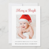 メリー&Bright Holiday Birth Announcement Card 招待状 (正面)