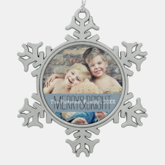 メリー&Bright Photoクリスマスファミリーオーナメント スノーフレークピューターオーナメント