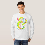 メリー & Bright Red、Green Blueタイポグラフィ名 Tシャツ (正面フル)