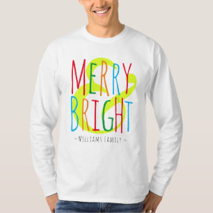 メリー & Bright Red、Green Blueタイポグラフィ名 Tシャツ