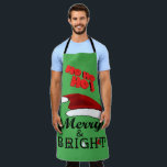 メリー&Bright with Santa Hat Christmas, ZSPG エプロン<br><div class="desc">このアイテムとメリークリスマスお祝い。このデザインはどんな商品にも似合う。⭐このテンプレートをアートワークでパーソナライズする⭐さらに編集して変更を加える。⭐このデザインを製品に転送する。bit.ly/SandyspiderStoresにある私のすべての店を訪ね（カットアンドペースト）。</div>