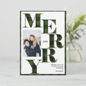 メリー | Green Buffalo Plaid垂直フォトホリデー 招待状 (スタンド正面)