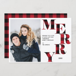 メリー | Red Buffalo Plaid Photo Holiday 招待状
