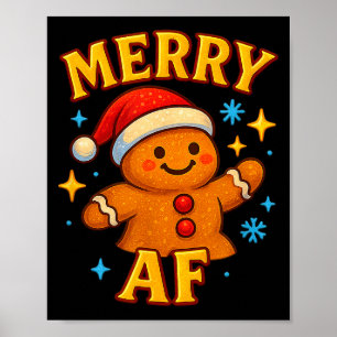 メリーAFジンジャーブレッドマン クリスマス サンタ帽 クッキー ポスター