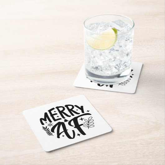 メリーAF楽しいクリスマススノーフレークXmas スクエアペーパーコースター (インサイチュ)