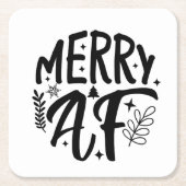 メリーAF楽しいクリスマススノーフレークXmas スクエアペーパーコースター (正面)