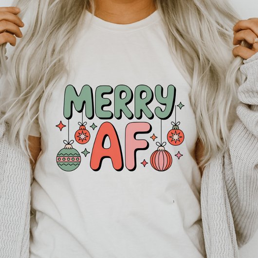 メリーAF かわいい おもしろい クリスマス Tシャツ