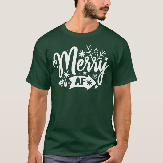 メリーAF、クリスマスおもしろい Tシャツ (正面)