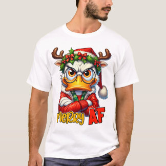 メリーAF 2 – 皮肉っぽいカモのクリスマス Tシャツ