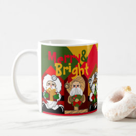 メリーBright Cartoon Santas幾何学的クリスマス コーヒーマグカップ